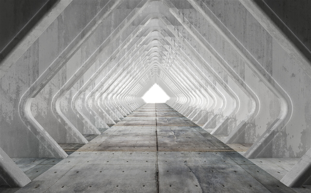 Fotobehang eindeloze grijze gang