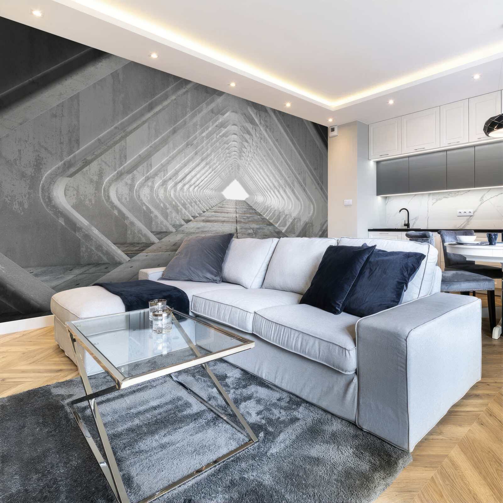 Fotobehang eindeloze grijze gang