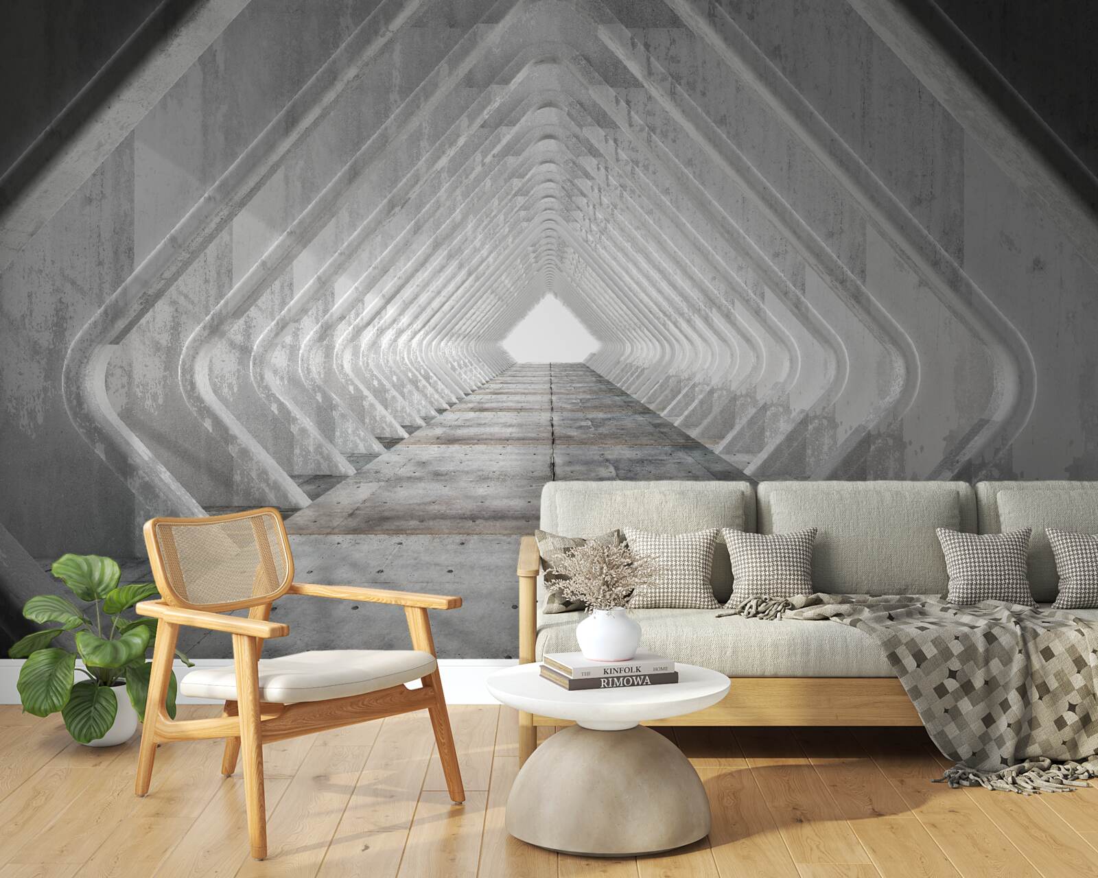 Fotobehang eindeloze grijze gang