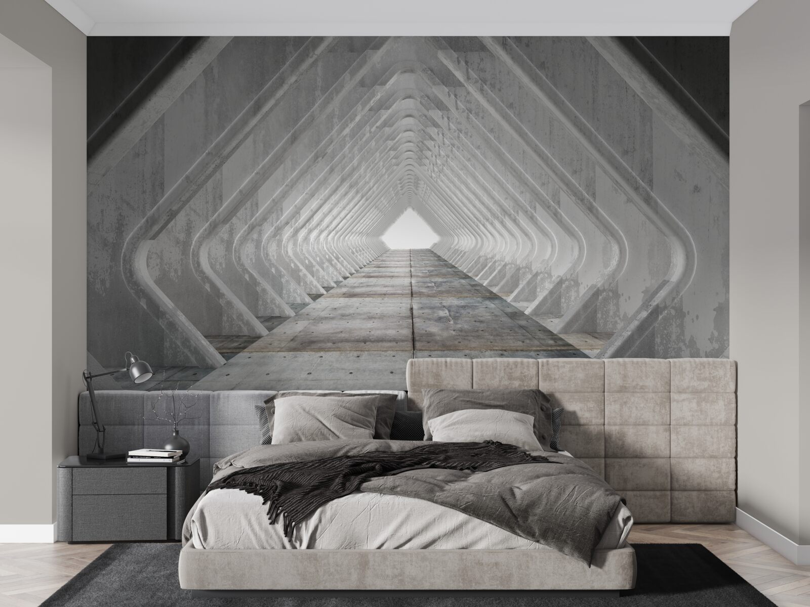 Fotobehang eindeloze grijze gang