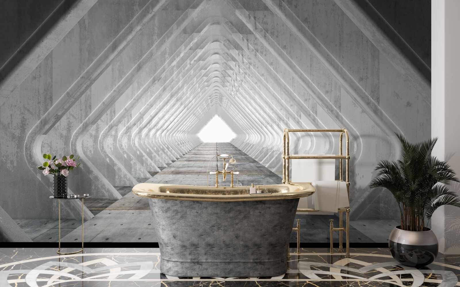 Fotobehang eindeloze grijze gang