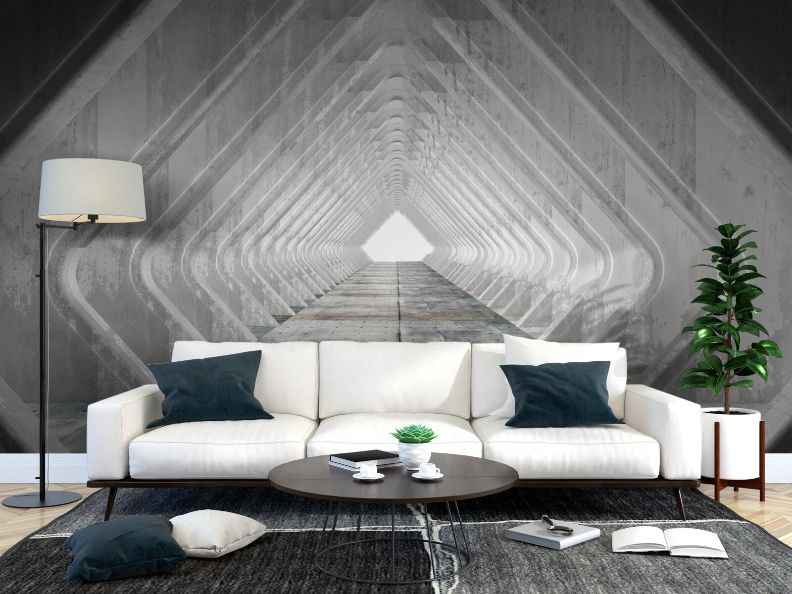 Fotobehang eindeloze grijze gang