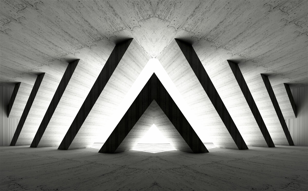 Fotobehang gang in abstracte grijstinten