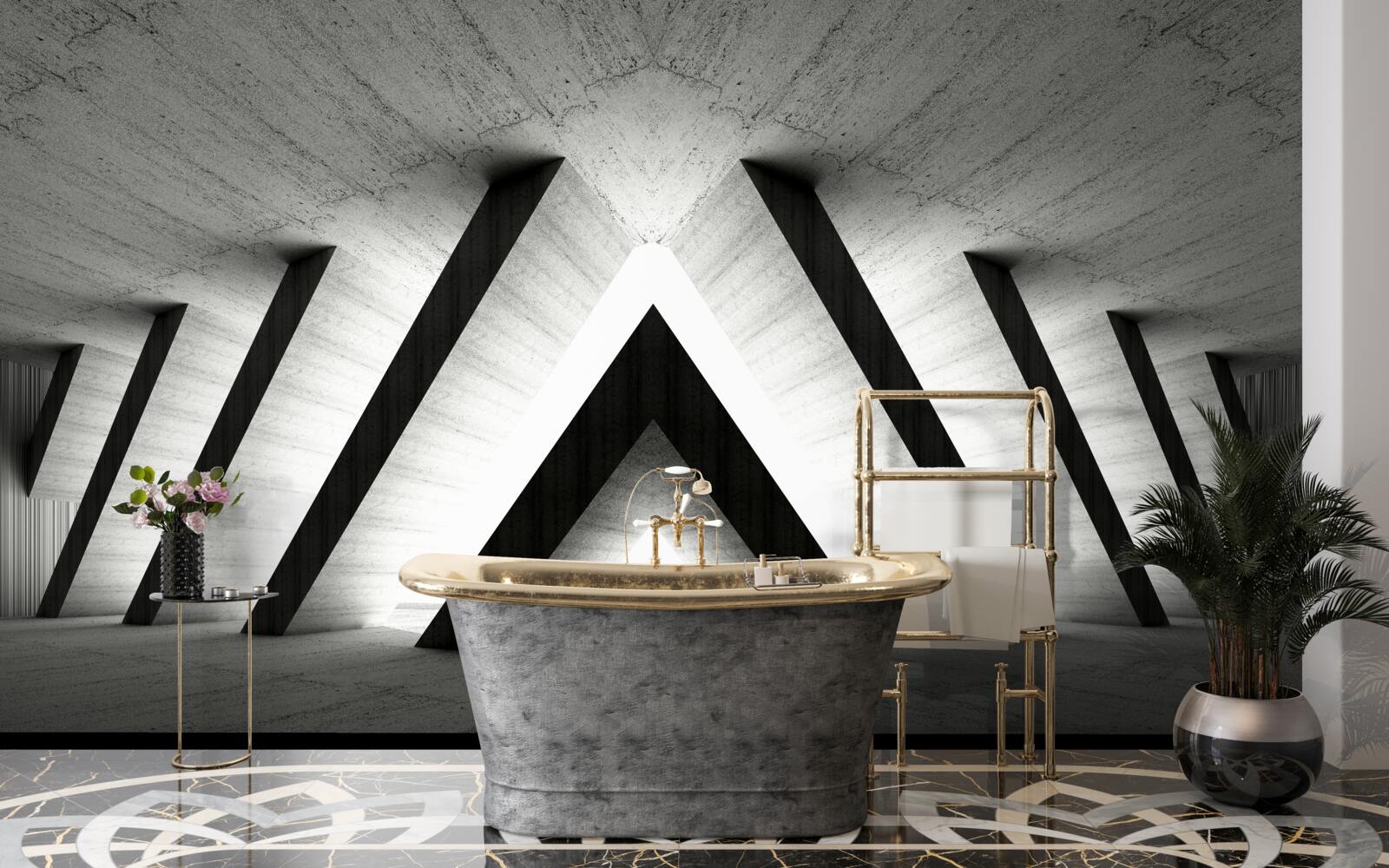 Fotobehang gang in abstracte grijstinten