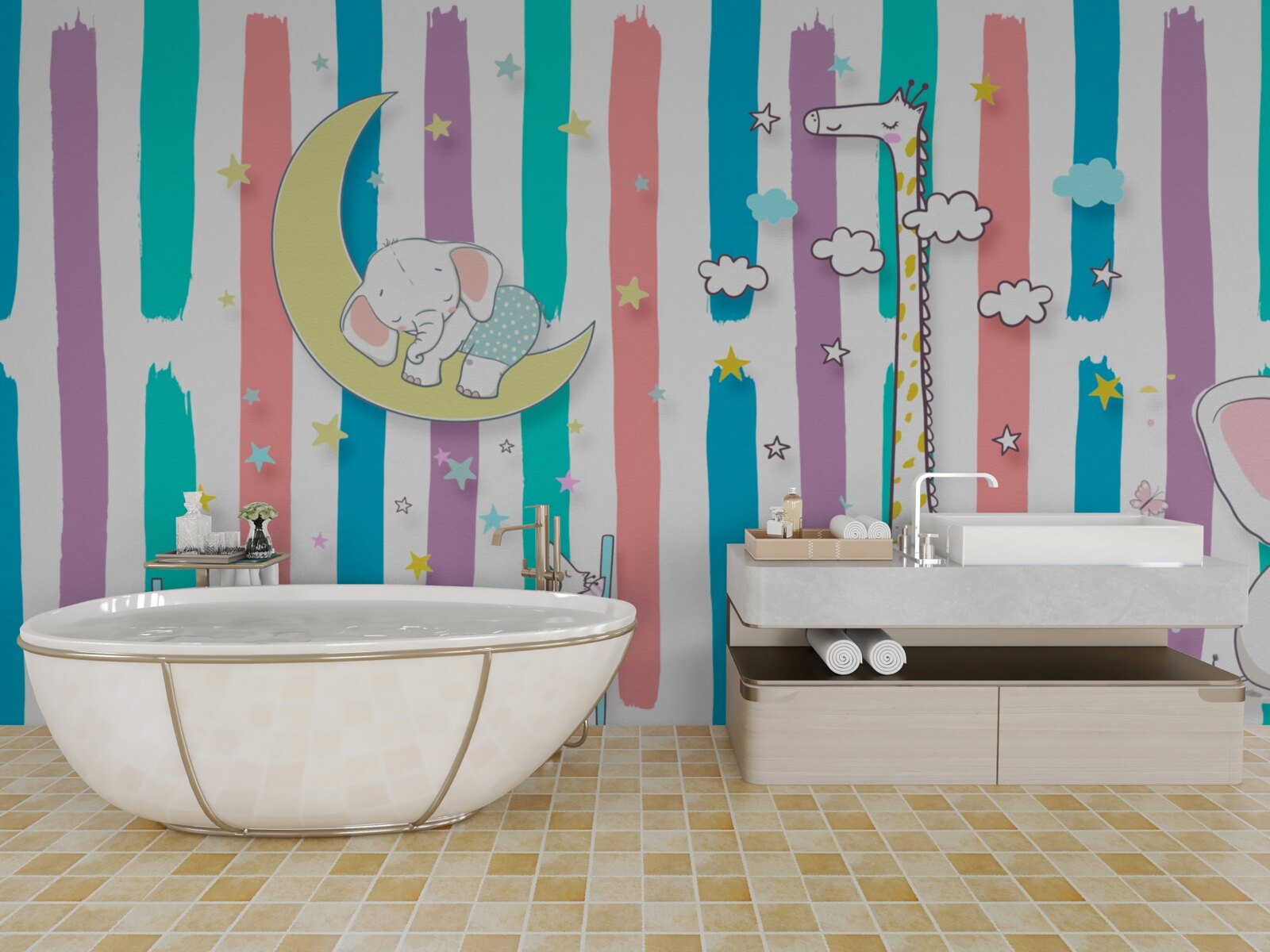 Fotobehang schattige diertjes