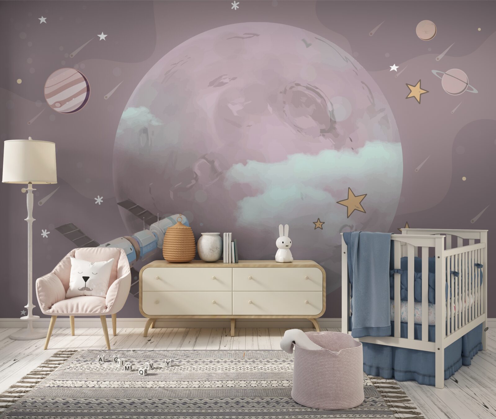 Fotobehang satelliet in baan