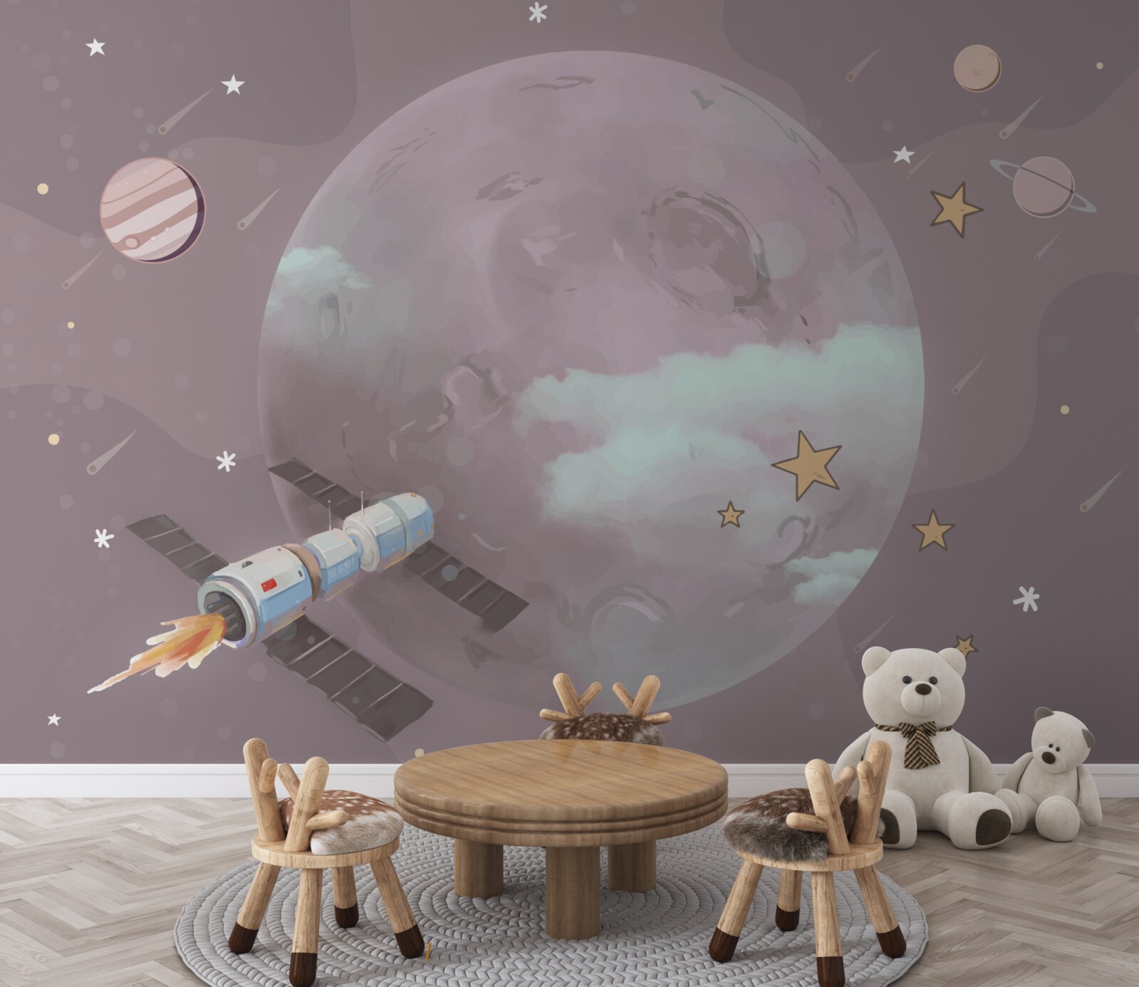 Fotobehang satelliet in baan