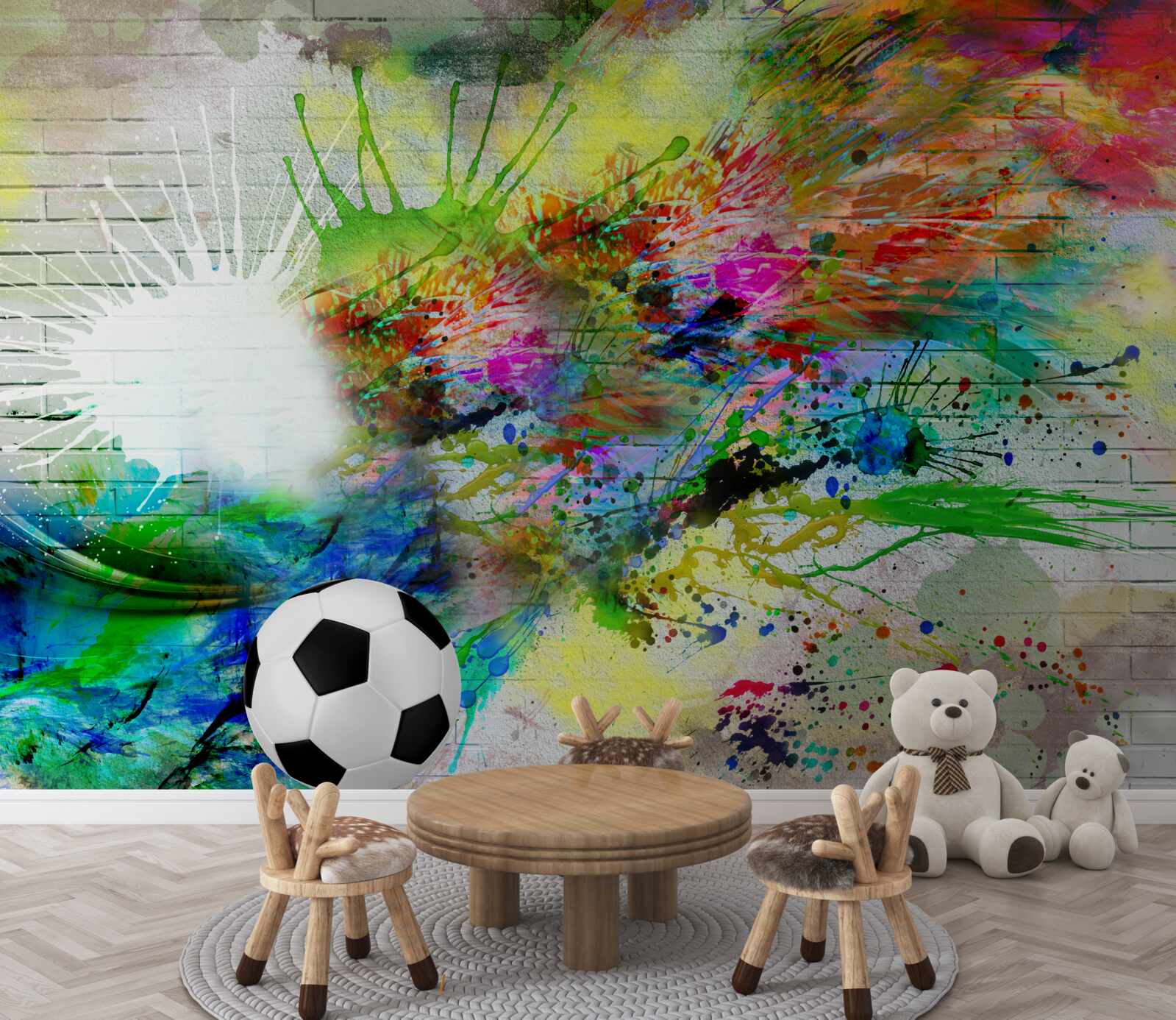 Fotobehang voetbal tegen een lichte muur