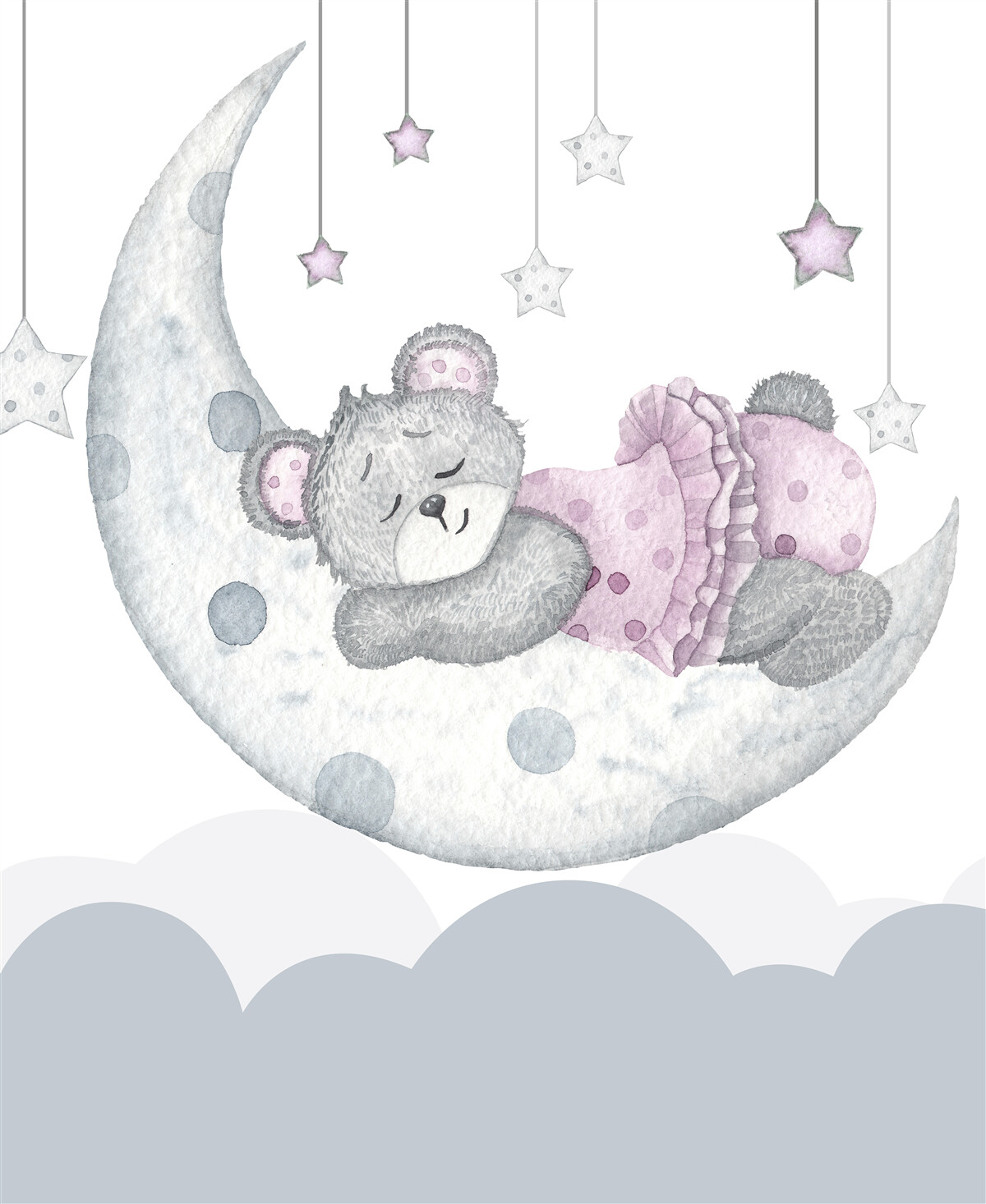 Fotobehang beer slaapt op de maan