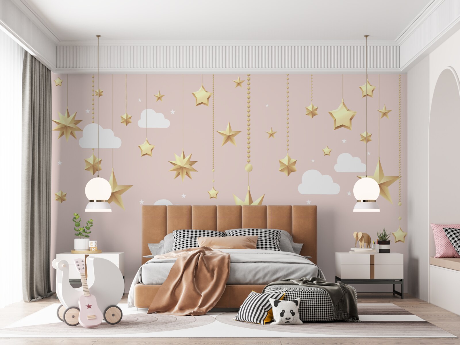 Fotobehang gouden sterren vallen