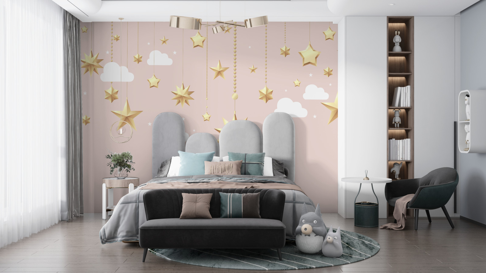 Fotobehang gouden sterren vallen