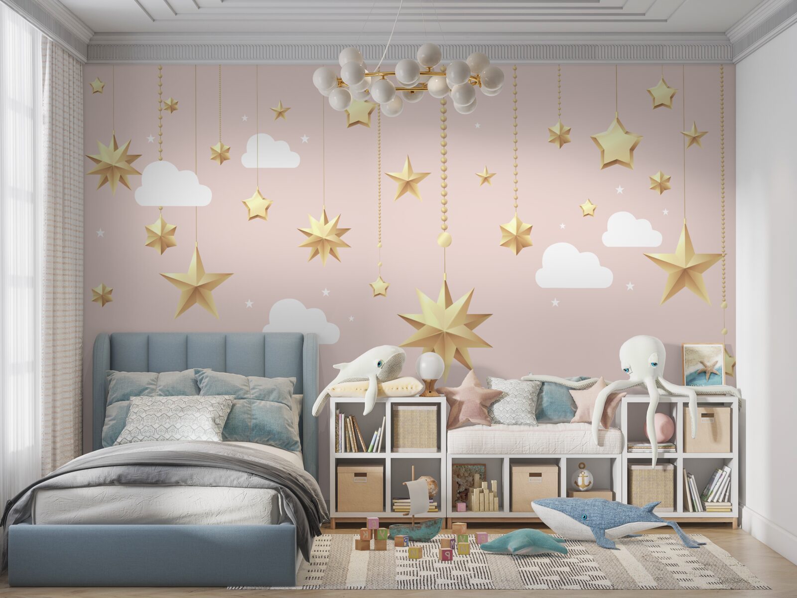 Fotobehang gouden sterren vallen