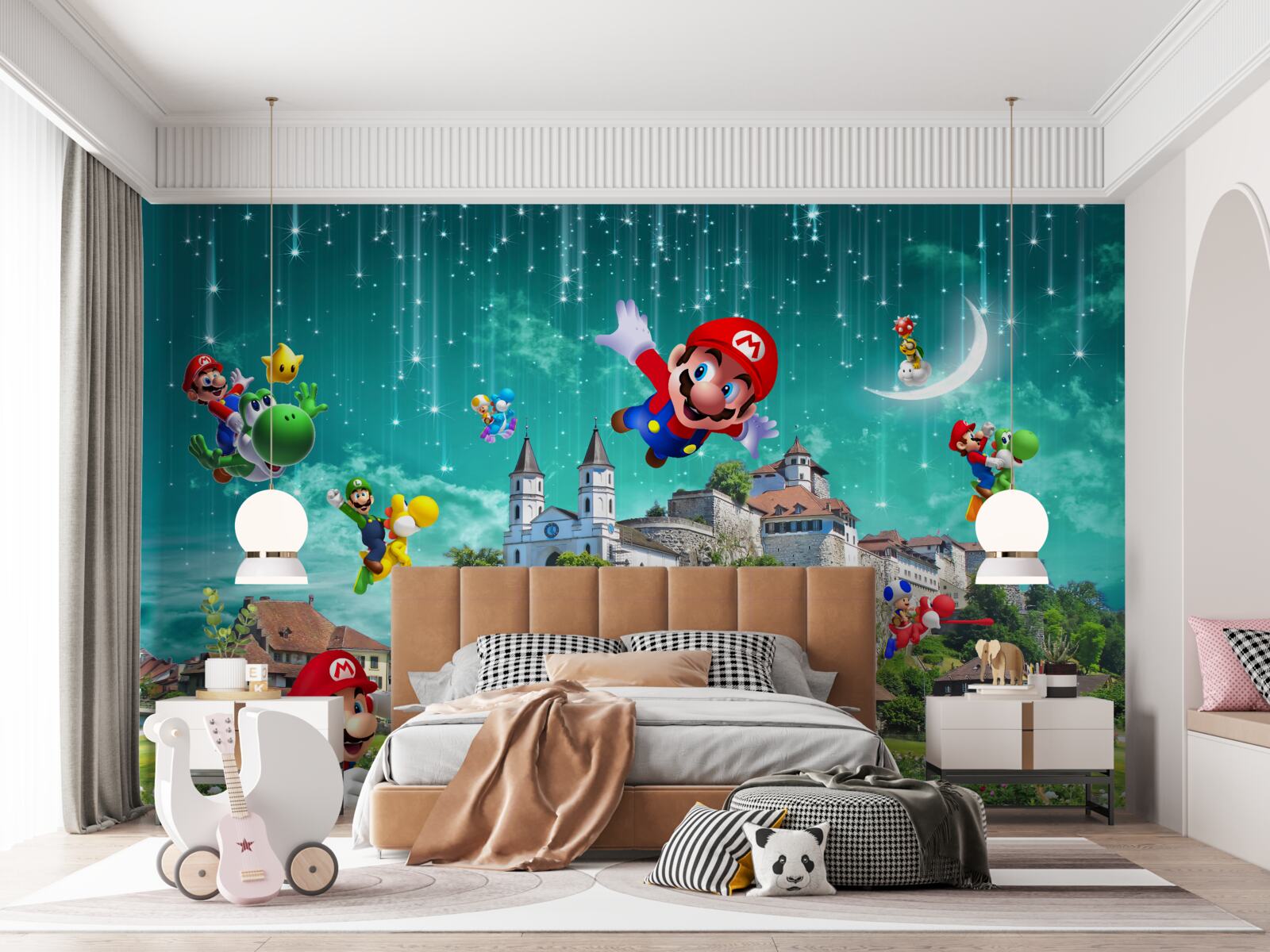 Fotobehang mario-personages in metropolis