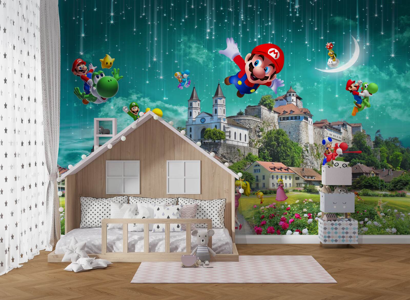 Fotobehang mario-personages in metropolis