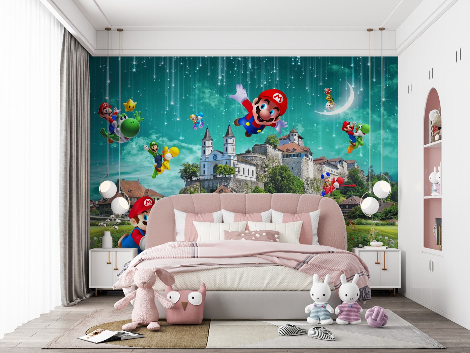 Fotobehang mario-personages in metropolis