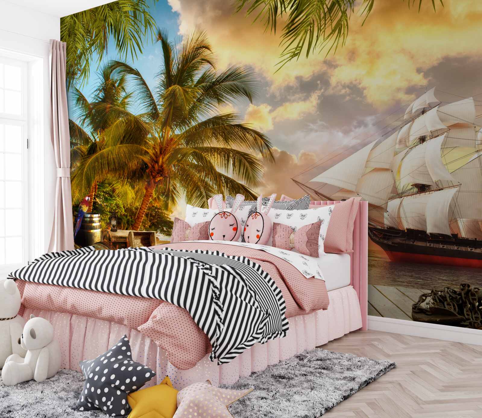 Fotobehang het schip nadert de kust