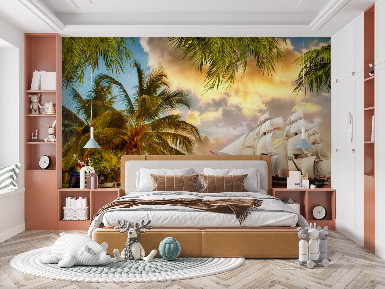 Fotobehang het schip nadert de kust