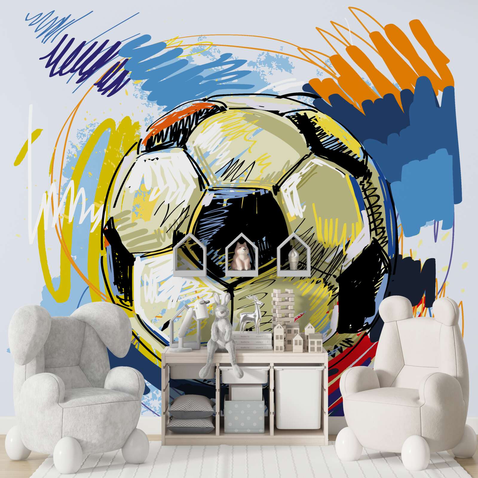 Fotobehang voetbal afgebeeld in de afbeelding