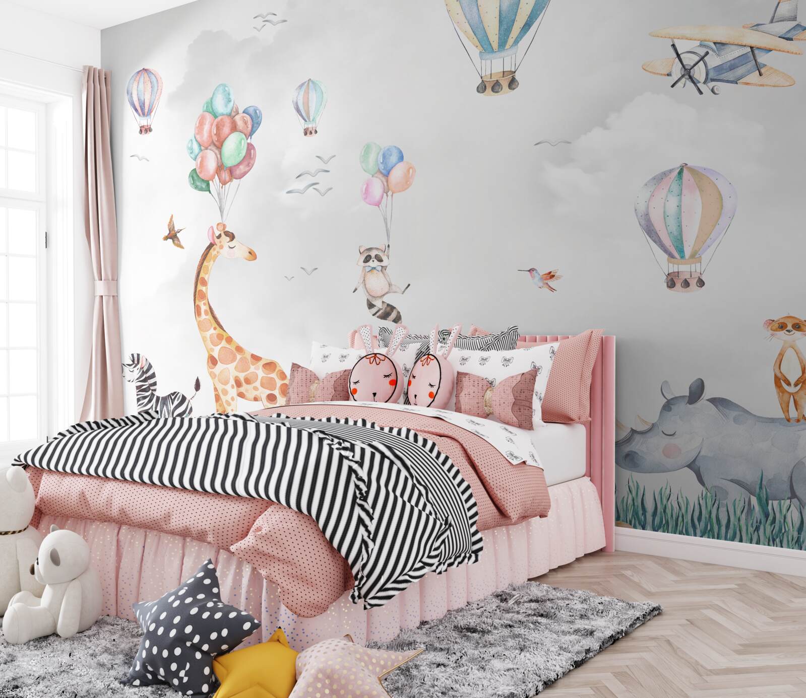 Fotobehang ballonnen en ballonnen vliegen hoger dan dieren