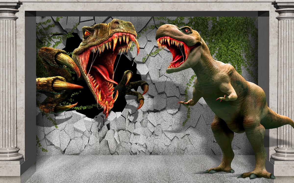 Fotobehang dinosaurussen uiten woede