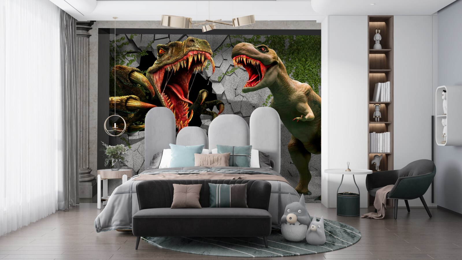 Fotobehang dinosaurussen uiten woede