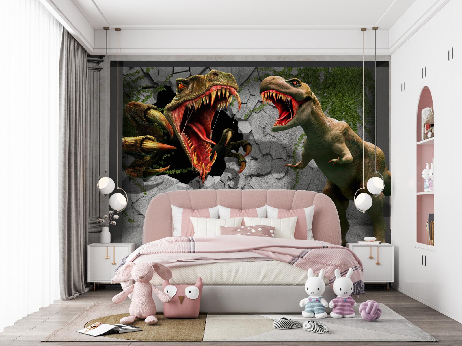 Fotobehang dinosaurussen uiten woede