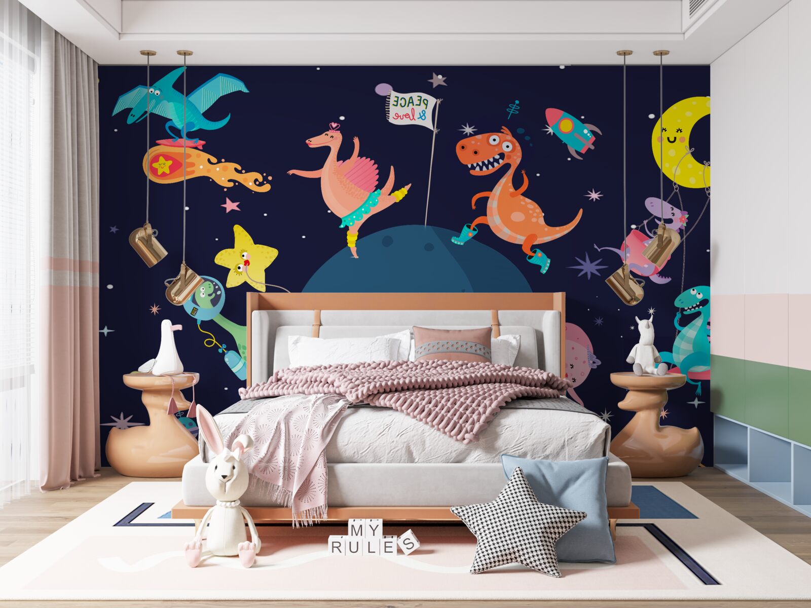 Fotobehang ruimtedinosaurussen