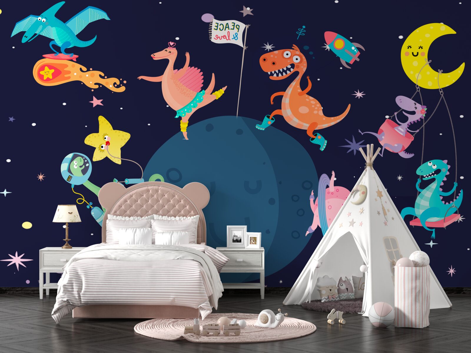 Fotobehang ruimtedinosaurussen