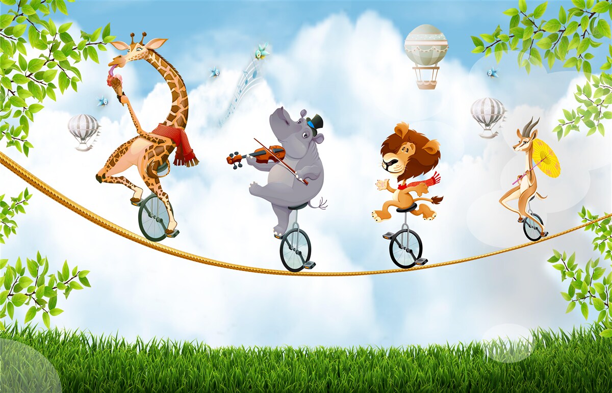 Fotobehang beesten op tiroolse en enkele fietsen