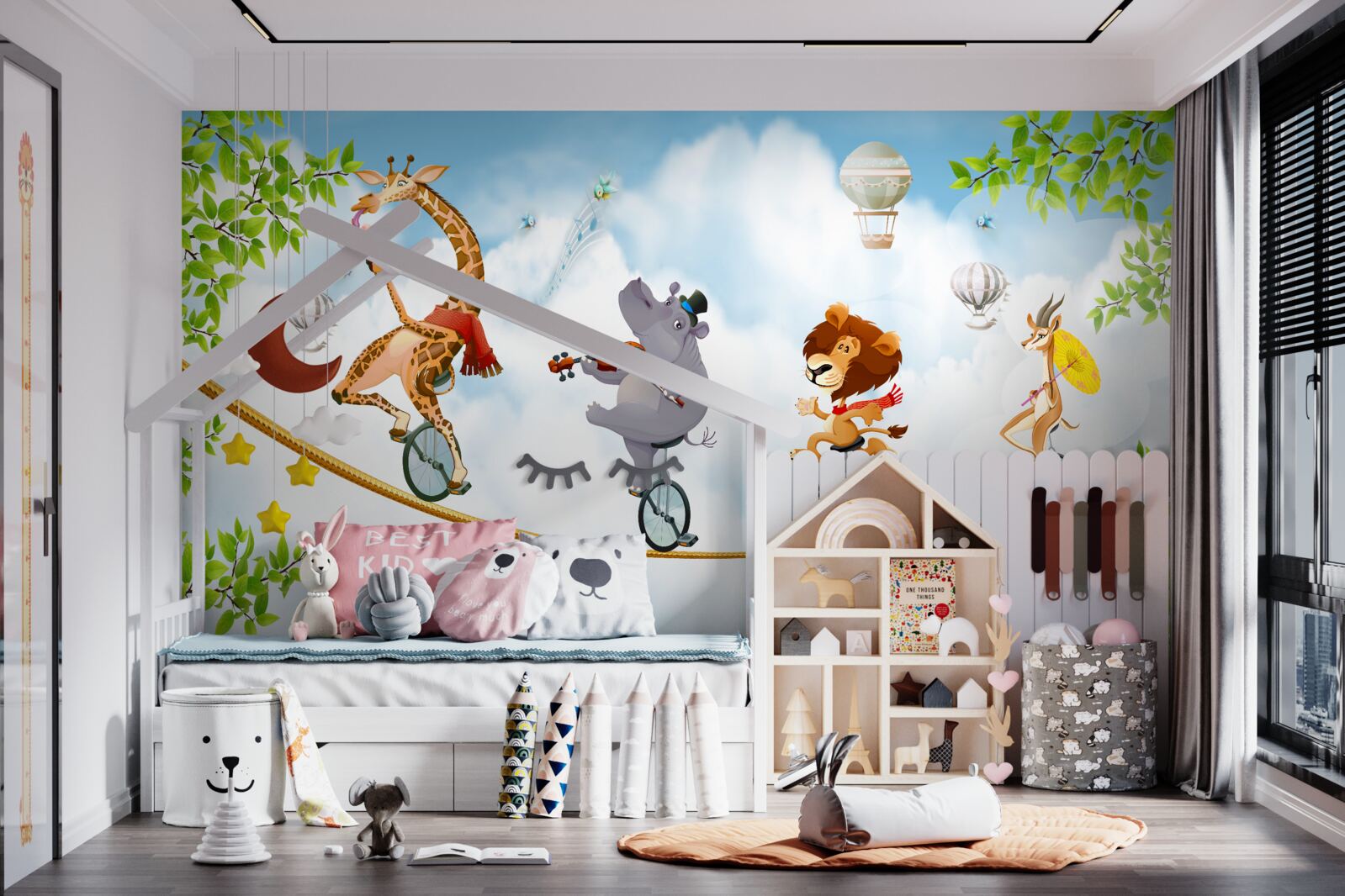 Fotobehang beesten op tiroolse en enkele fietsen