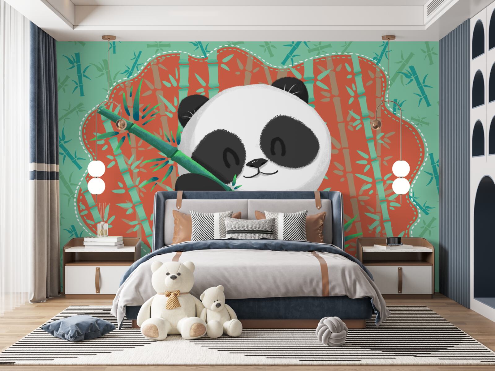 Fotobehang bamboe in de armen van een panda