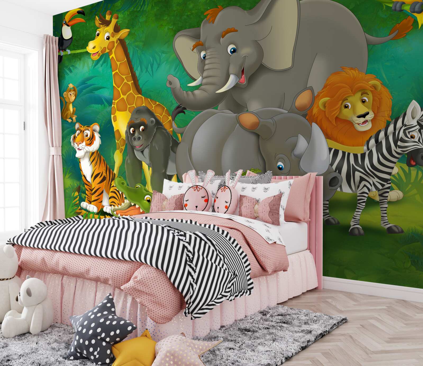 Fotobehang in het bos uiten dieren vreugde