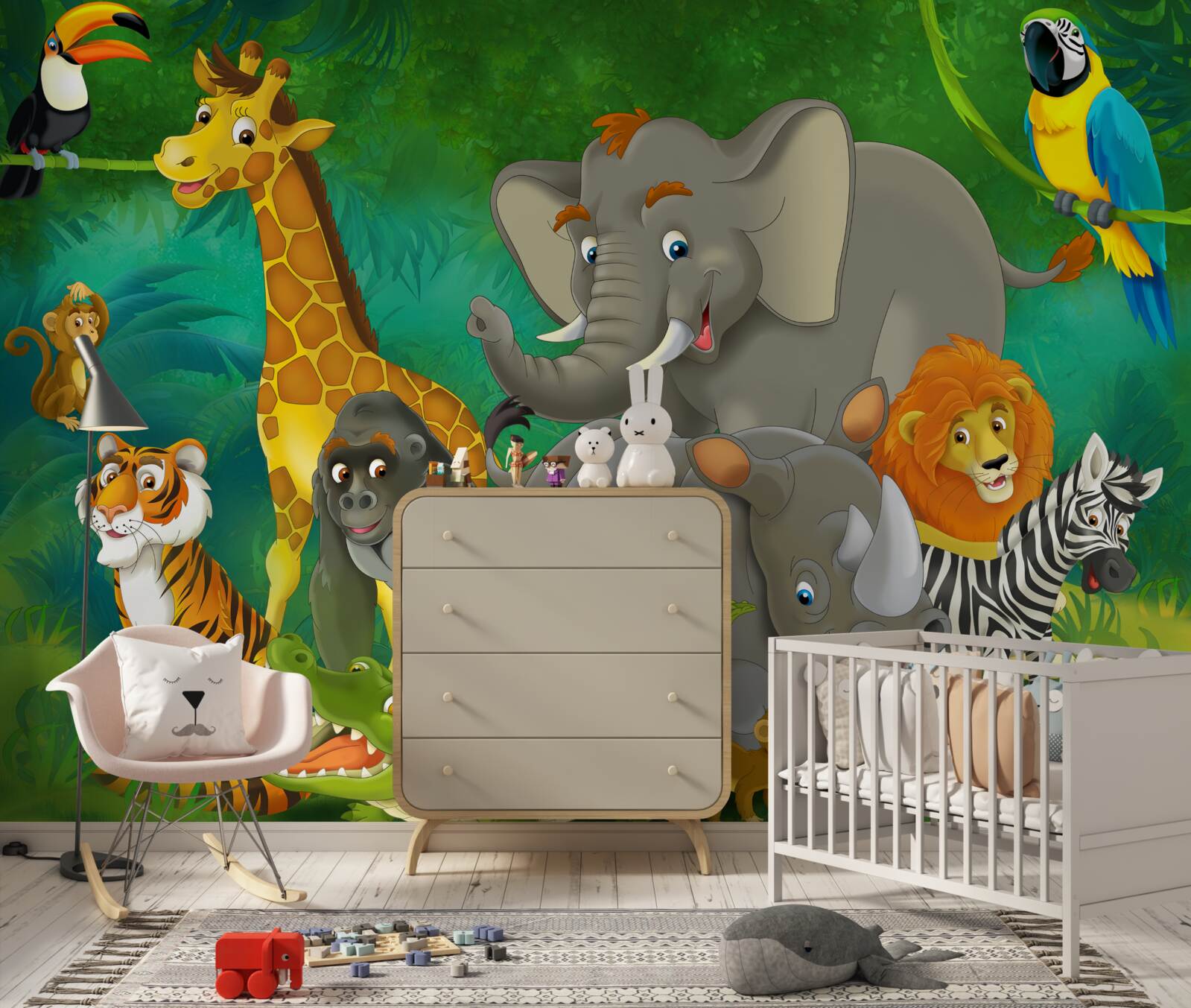 Fotobehang in het bos uiten dieren vreugde