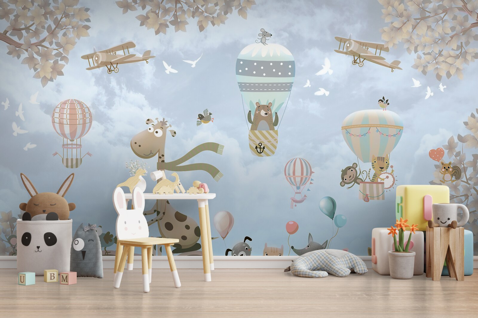 Fotobehang dieren verplaatsen zich met verschillende transportmiddelen