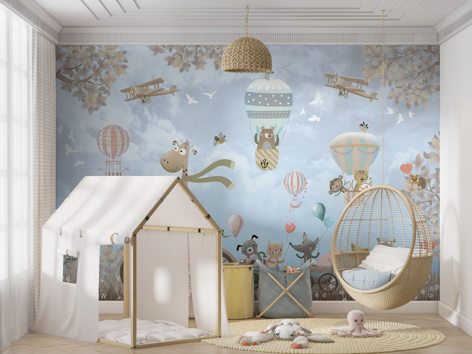 Fotobehang dieren verplaatsen zich met verschillende transportmiddelen