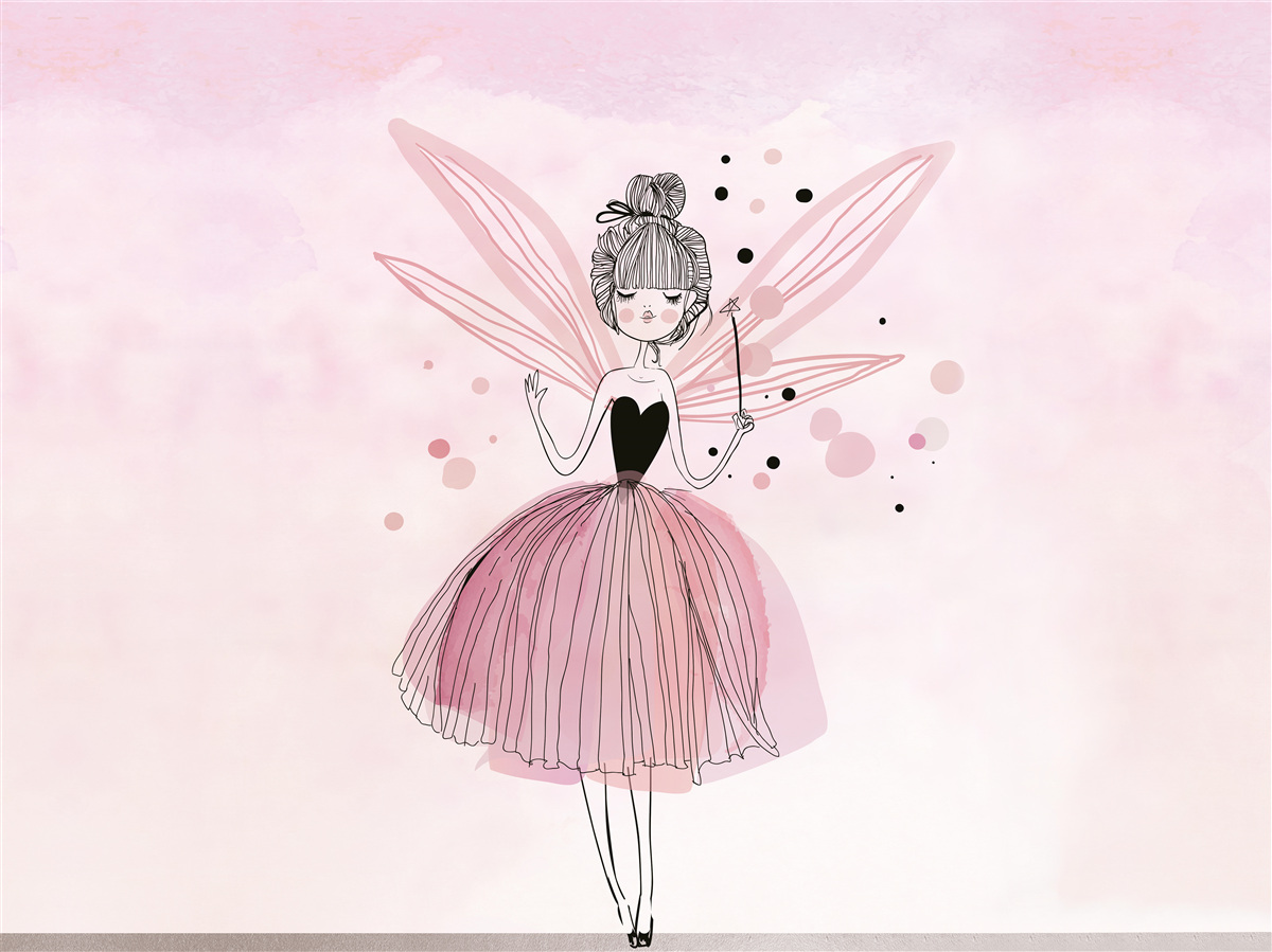 Fotobehang fee op roze achtergrond