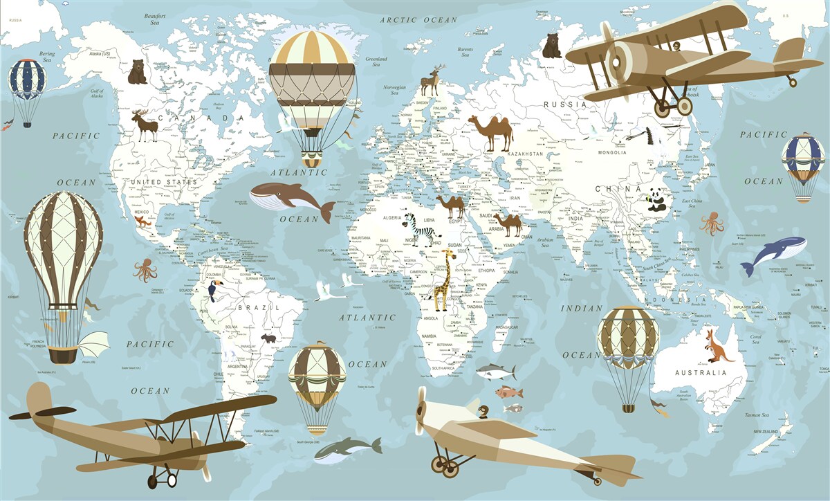 Fotobehang wereldkaart