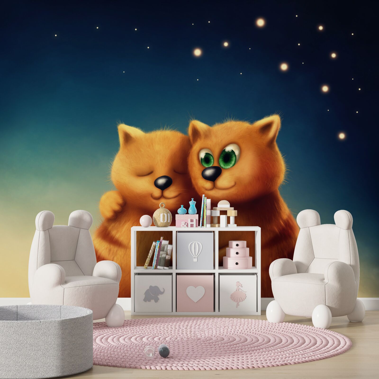 Fotobehang katten omhelzen elkaar