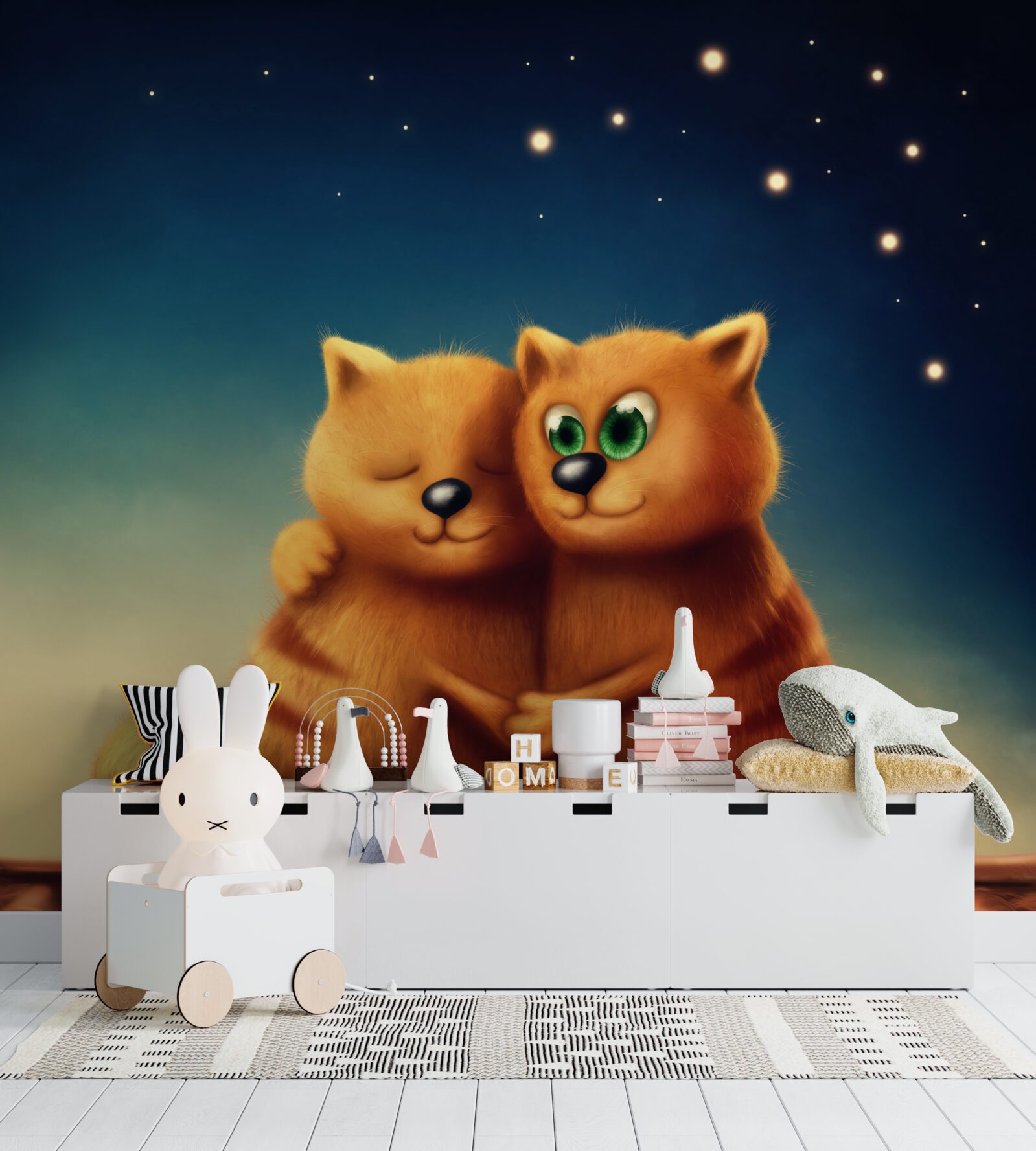 Fotobehang katten omhelzen elkaar