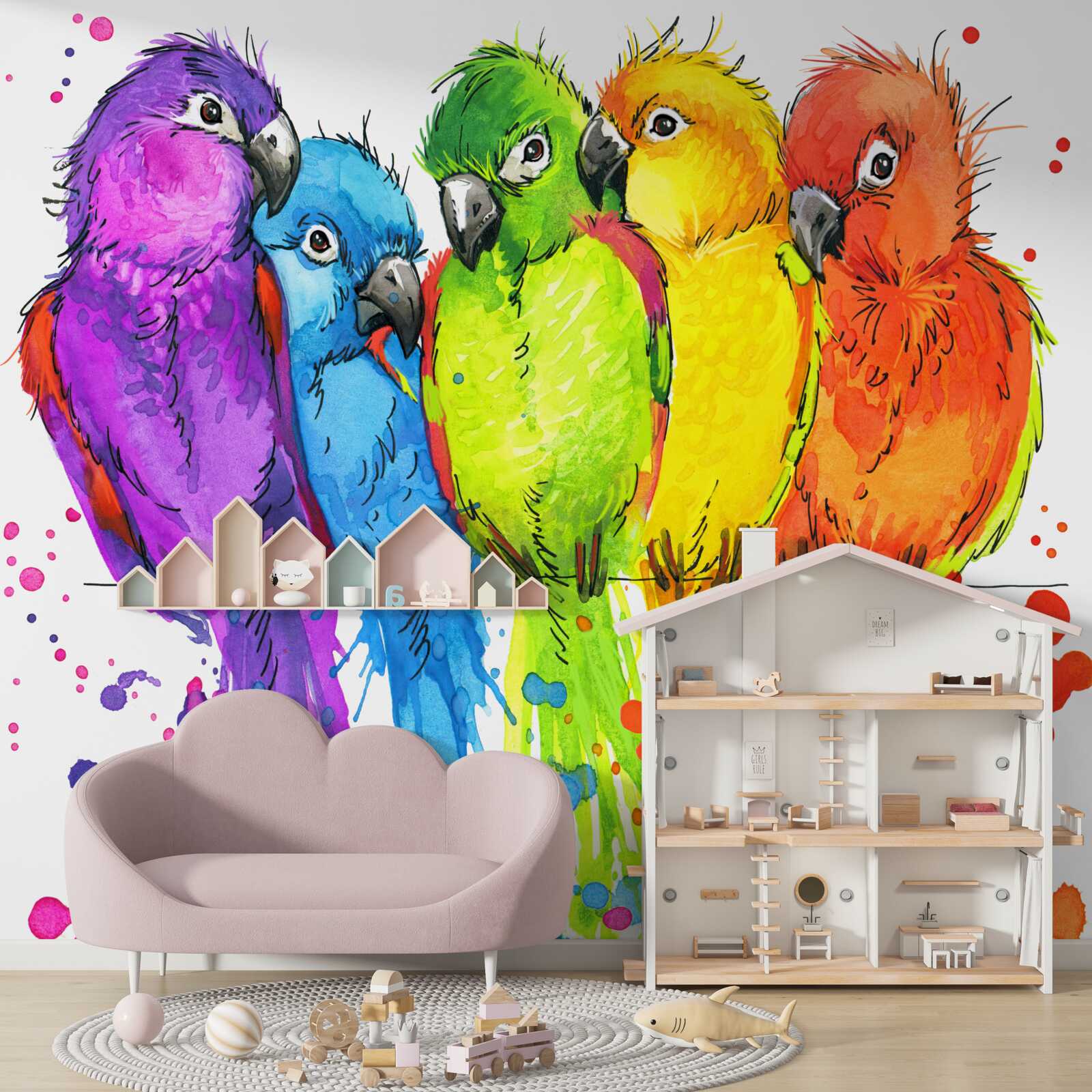 Fotobehang diverse papegaaien