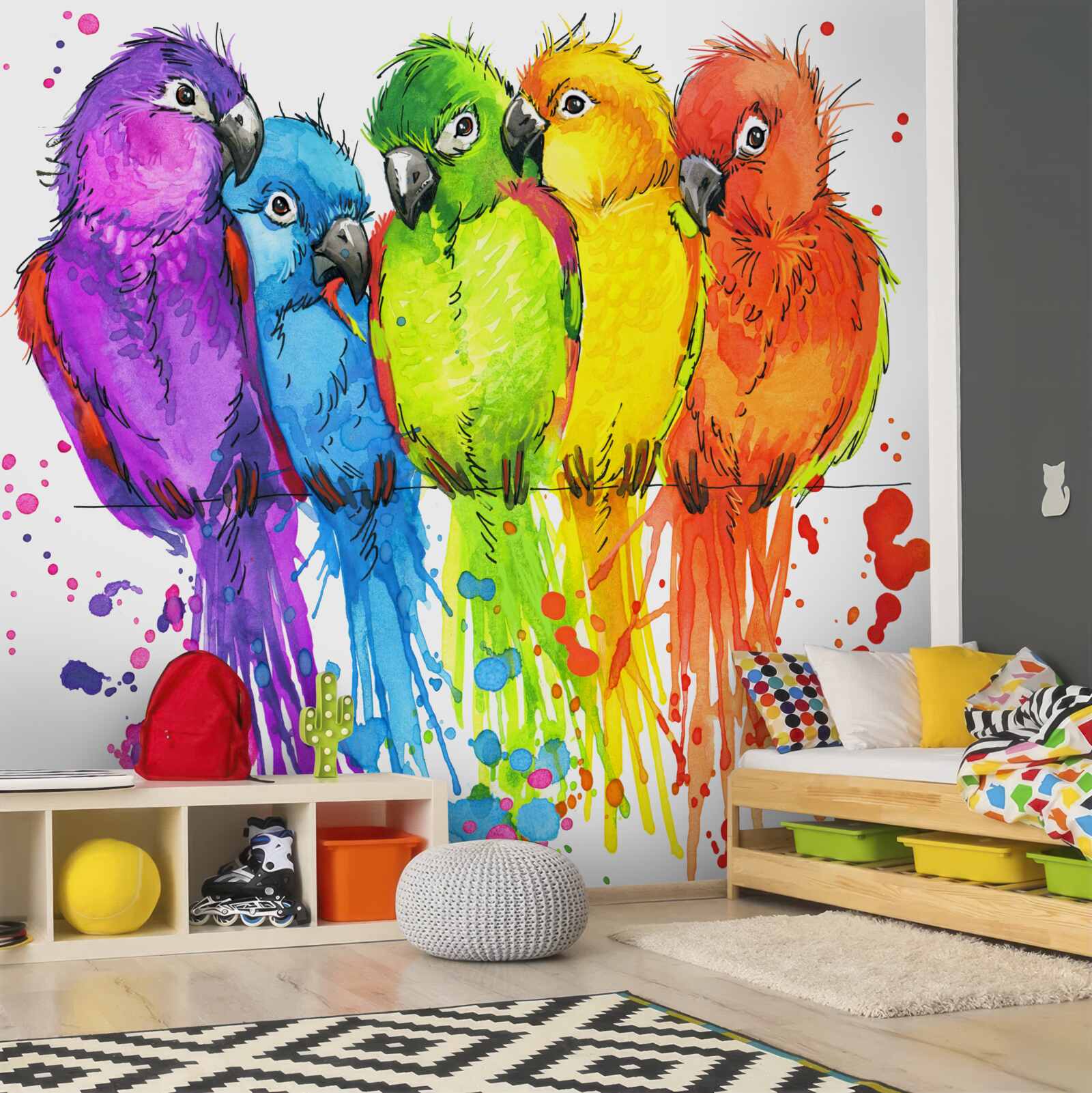 Fotobehang diverse papegaaien