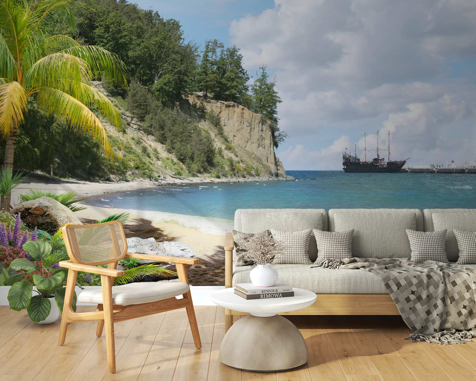 Fotobehang haven met schepen