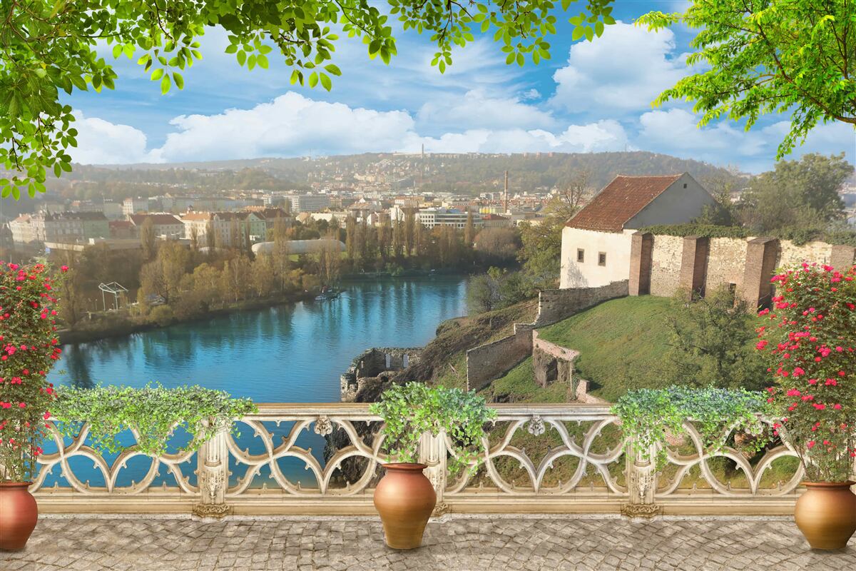 Fotobehang bergnederzetting