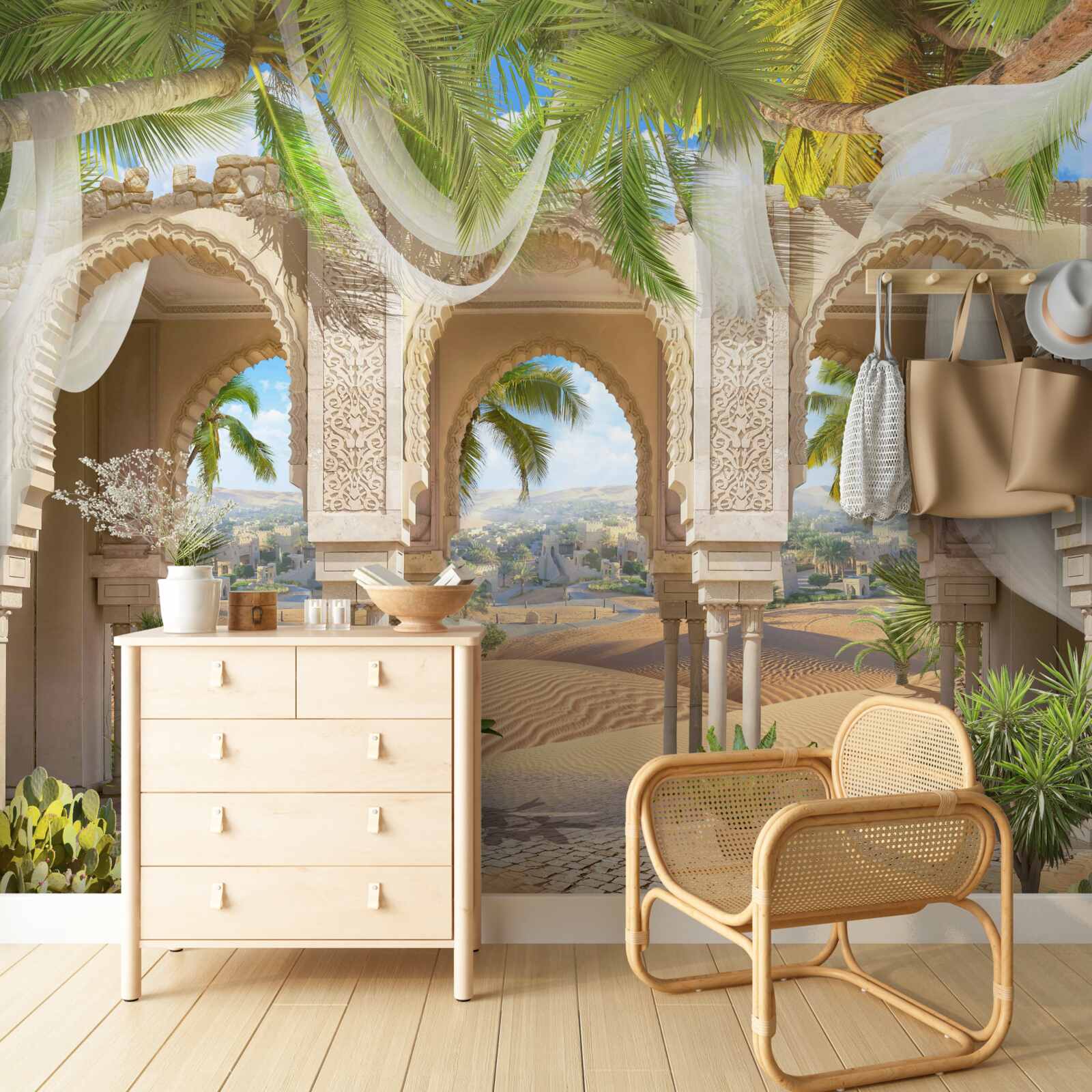 Fotobehang panorama van de woestijn vanuit het paleis