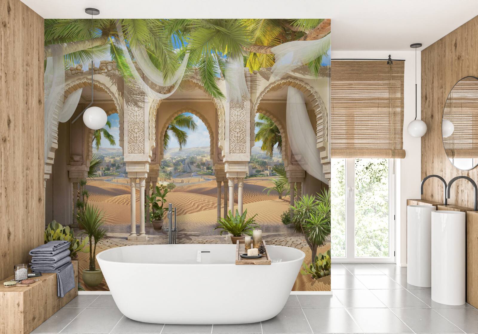 Fotobehang panorama van de woestijn vanuit het paleis