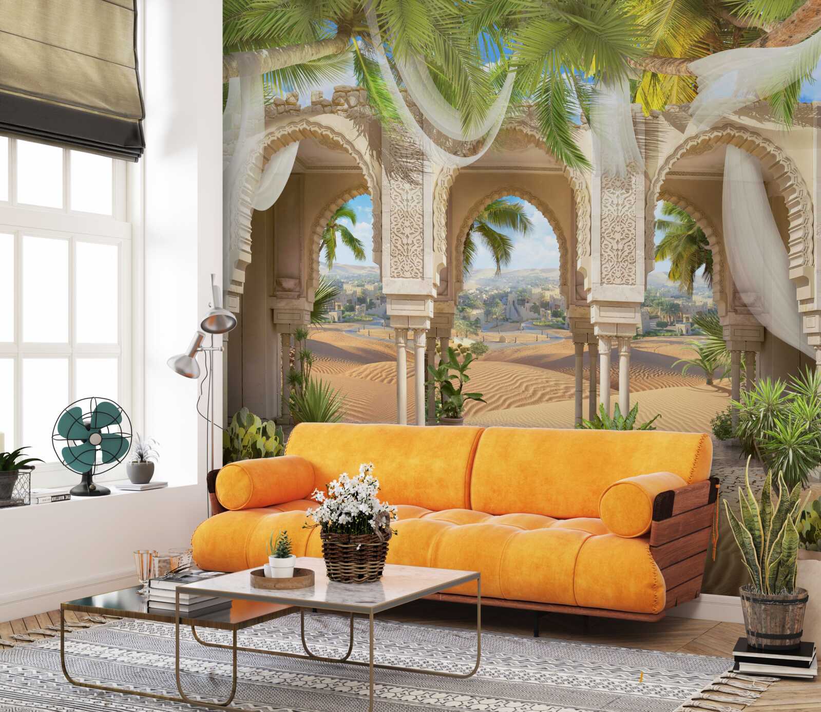 Fotobehang panorama van de woestijn vanuit het paleis