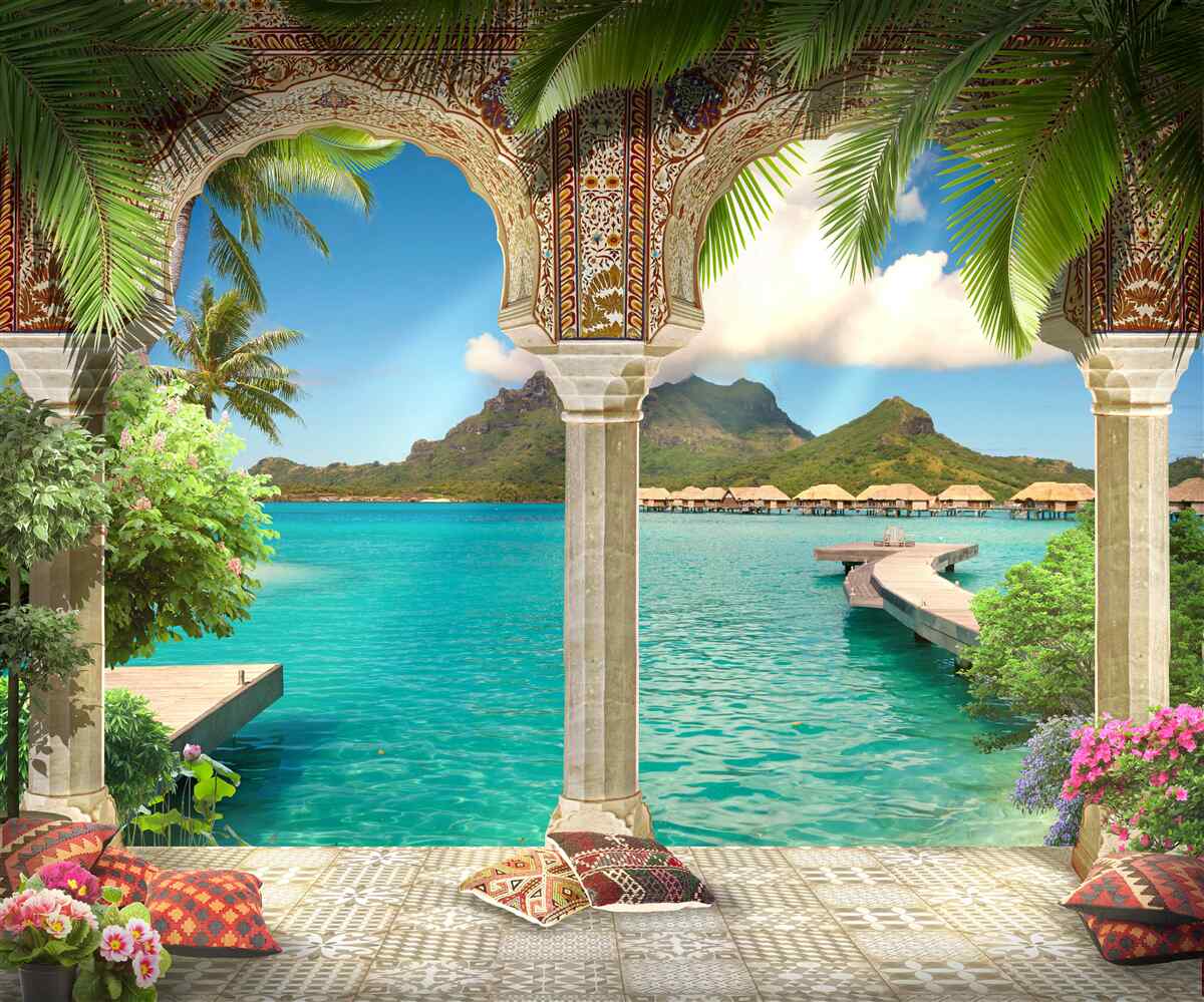 Fotobehang heerlijk terras om te ontspannen