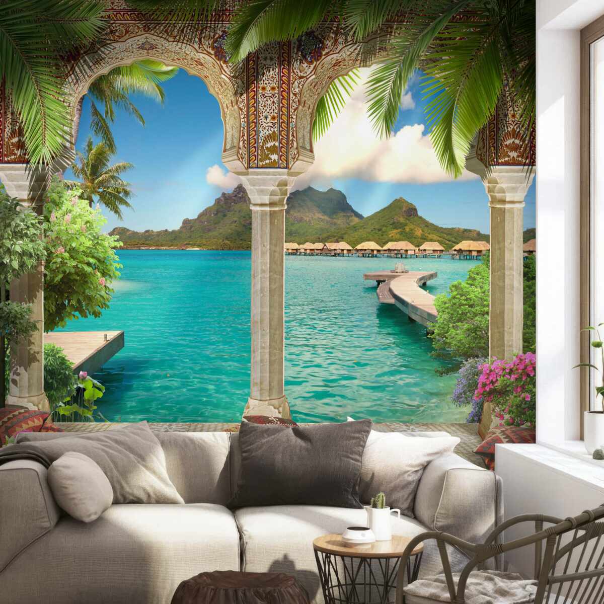 Fotobehang heerlijk terras om te ontspannen