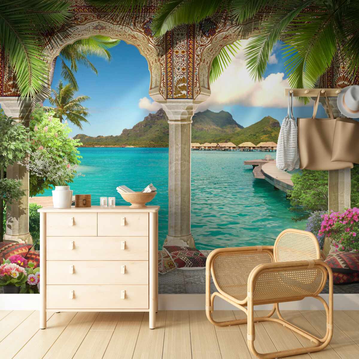 Fotobehang heerlijk terras om te ontspannen