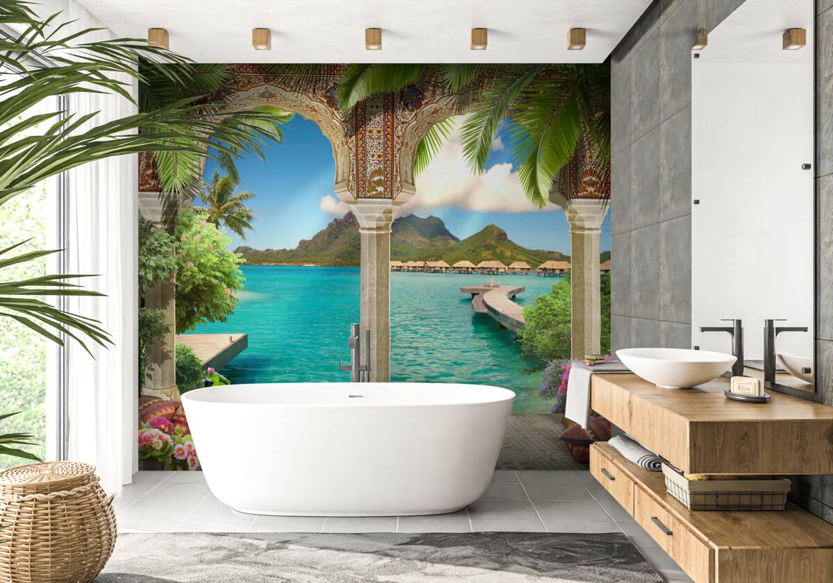 Fotobehang heerlijk terras om te ontspannen